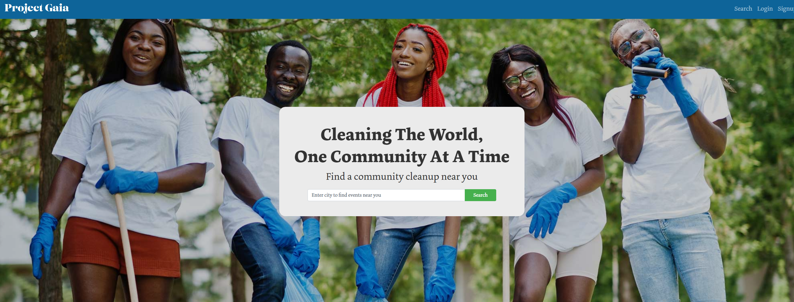 Project Gaia community cleanup app interface